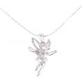 Посеребренное ожерелье с кулоном в виде ангела, украшенного стразами