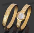 Женские часы и женский браслет (2 в 1) золотистого цвета
