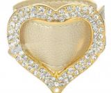 Женский кожаный браслет с золотым сердцем, украшенным камнями