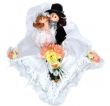 Свадебное украшение в виде мини-подушки с игрушечной свадебной парой