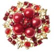 Кольцо с жемчугом и красными австрийскими кристаллами (в виде цветка)
