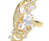 Модное золотистое кольцо с кристаллами (№5)