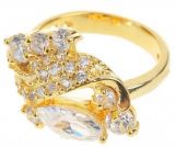 Модное золотое кольцо с кристаллами (№8)