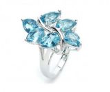 Серебряное кольцо с синими кристаллами (№5)