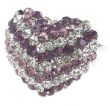 Кольцо в виде сердца с фиолетово-белыми австрийскими кристаллами из аметиста
