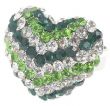 Кольцо в виде сердца с зелено-белыми австрийскими кристаллами из аметиста