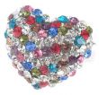 Кольцо в виде сердца с разноцветными австрийскими кристаллами из аметиста