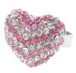 Кольцо в виде сердца с розово-белыми австрийскими кристаллами из аметиста