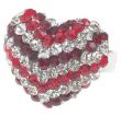 Кольцо в виде сердца с красно-белыми австрийскими кристаллами из аметиста