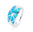 Стильное серебряное кольцо с синими кристаллами (№6)