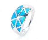 Стильное серебряное кольцо с синими кристаллами (№6)