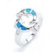 Стильное серебряное кольцо с рыбками и синими кристаллами (№7)