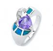 Серебряное кольцо с белыми, фиолетовыми и синими кристаллами (№5)